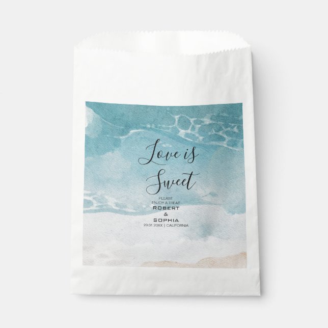 Summer Blue Beach Wedding Favour Bags (Front)