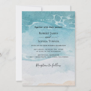 Summer Blue Beach Wedding Invitation