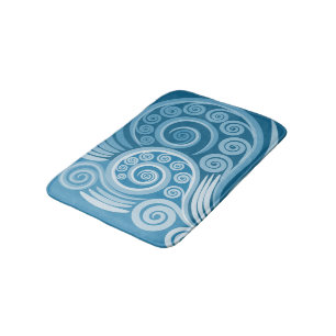 Summer Blue Curly Swirls Bath Mat