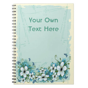 Summer Blue Floral & Butterflies Spiral Notebook