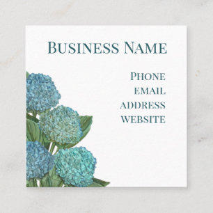 Summer Blue Hydrangea bouquet Square Business Card