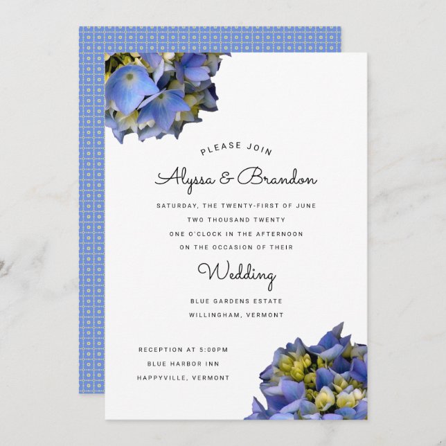 Summer Blue Modern Wedding Invitation (Front/Back)