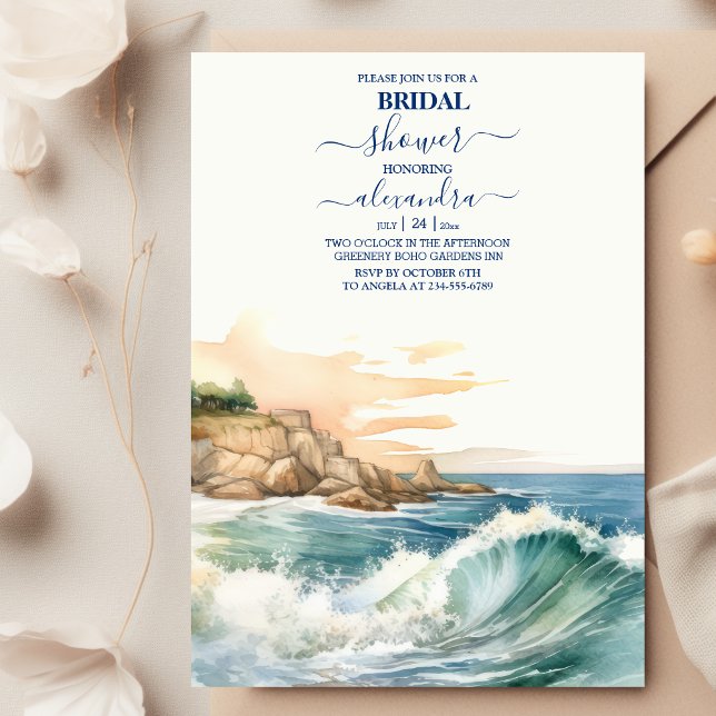 Summer Blue Ocean Beach  Bridal Shower Invitation (Creator Uploaded)