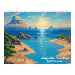 Summer Blue Ocean Beach Calendar