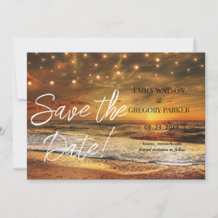 Summer Blue Ocean Beach Wedding Invitations