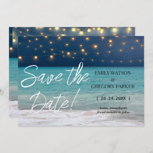 Summer Blue Ocean Beach Wedding Invitations
