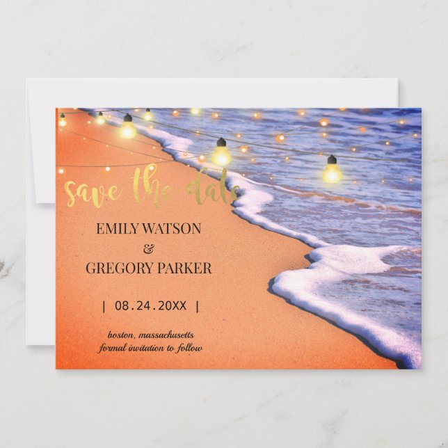 Summer Blue Ocean Beach Wedding Invitations (Front)