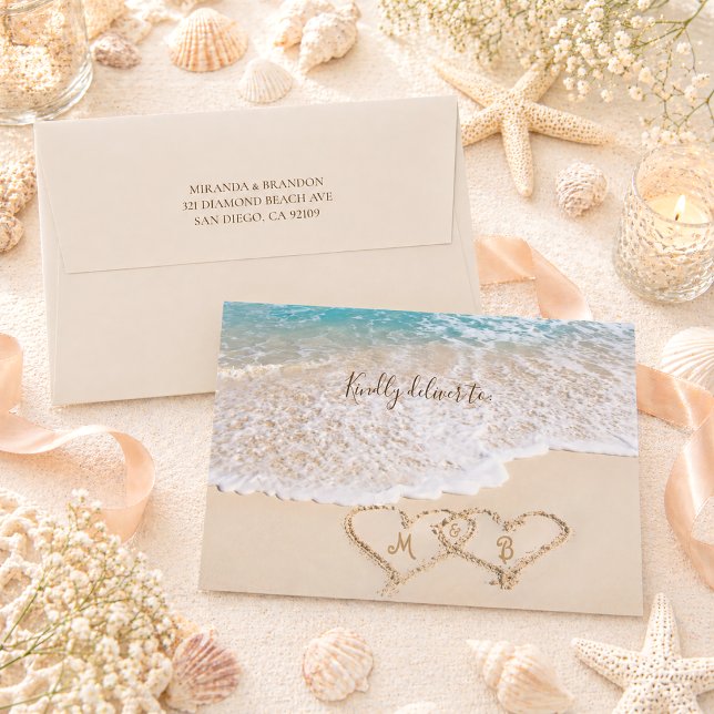 Summer Blue Ocean Waves Tropical Beach Wedding Envelope (Creator Uploaded)