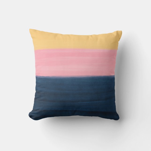 Summer Blue Pink Yellow Strokes Stripes Paint Cushion (Front)