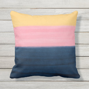 Summer Blue Pink Yellow Strokes Stripes Paint Cushion