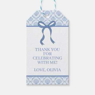 Summer blue seashell coquette thank you gift tags