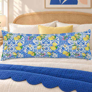 Summer blue Sicilian Amalfi Mediterranean majolica Body Cushion