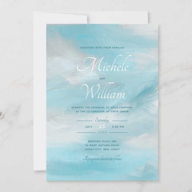 Summer Blue Sky Clouds Wedding Invitation (Front)