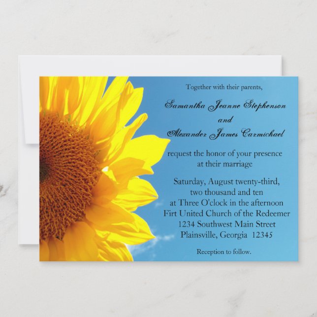 Summer Blue Sky with Yellow Sunflower Invitation (Front)