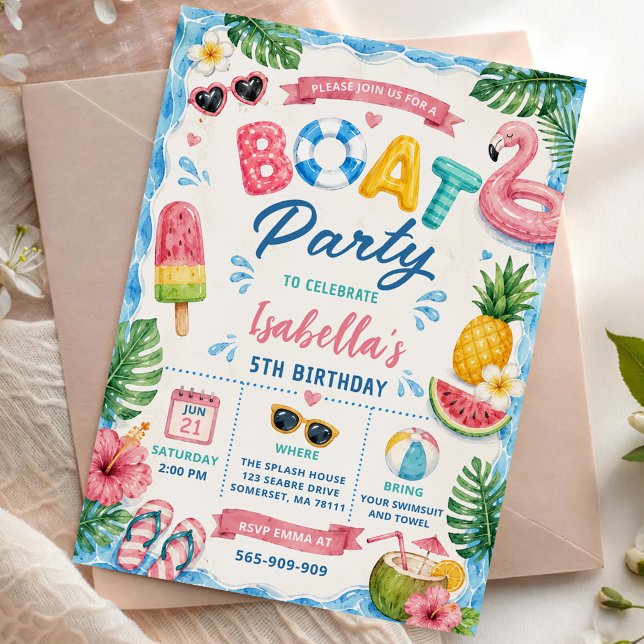 Summer Boat Birthday Party  Invitation (Creator Uploaded)