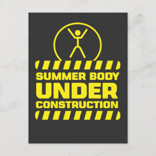 Summer Body under Construction Funny Fitness Excus Postcard