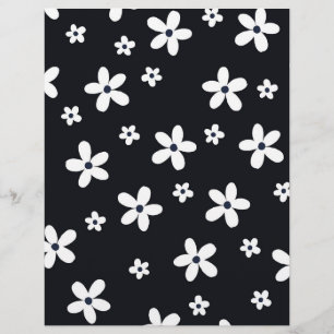 Summer Boho Black White Daisy Flowers Custom Letterhead
