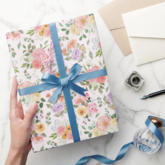 Summer Boho Floral on Off White Wrapping Paper