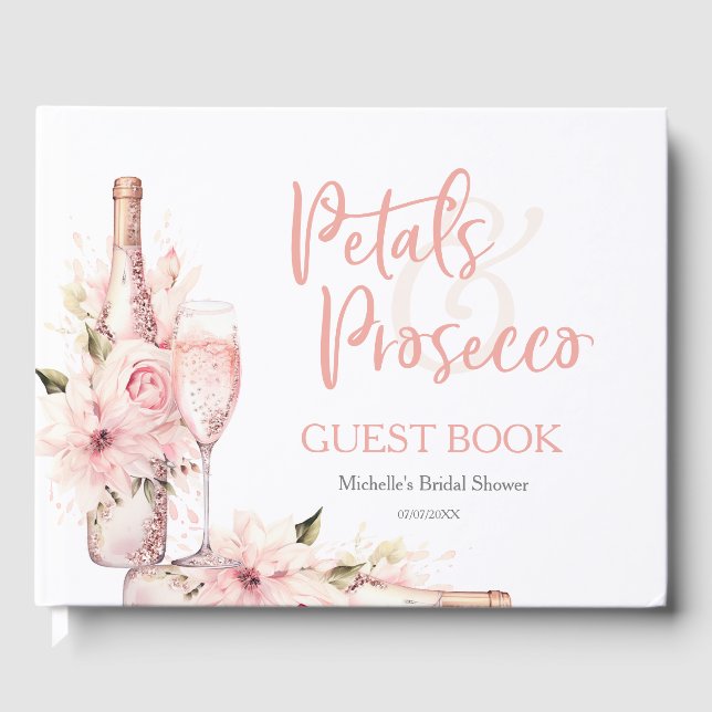 Summer Boho Petals and Prosecco Guest Book (Front)