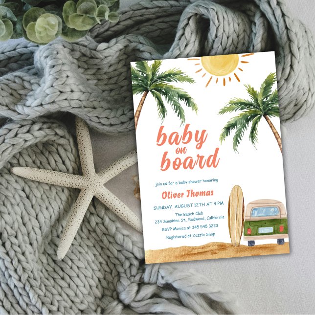 Summer Boho Surf Beach Van Baby Shower Invitation (Summer Boho Surf Beach Van Baby Shower Invitation)