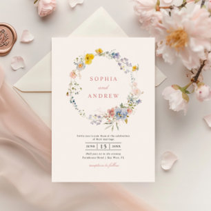 Summer Boho Wildflowers Wedding Invitation