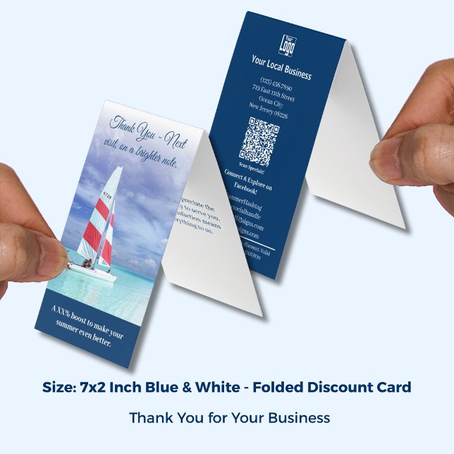 Summer Boost - Folded Thank You Discount Card (Summer Boost - Folded Thank You Discount Card; Size7x2 or Folded 3.5x2 Inch)