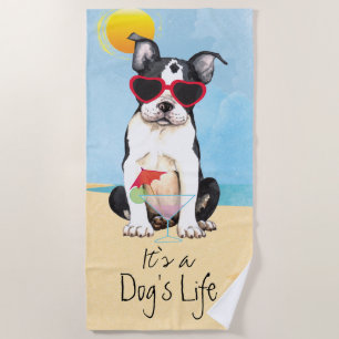 Summer Boston Terrier Beach Towel