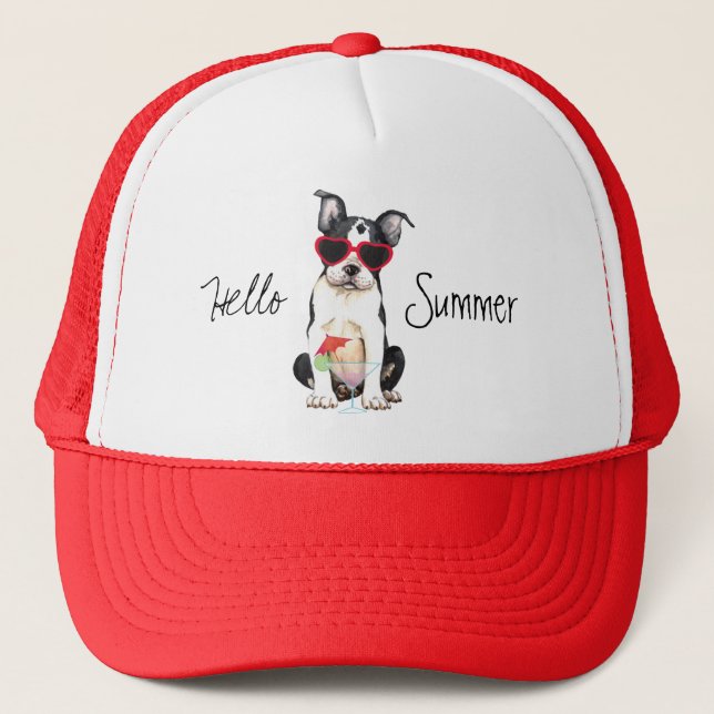Summer Boston Terrier Trucker Hat (Front)