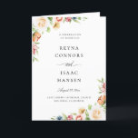 Summer Botanical Floral Wedding Program Programme<br><div class="desc">Colourful summer watercolor floral arrangements,  Catholic Wedding Program Template.</div>