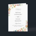 Summer Botanical Floral Wedding Program Programme<br><div class="desc">Colourful summer watercolor floral arrangements,  Catholic Wedding Program Template.</div>