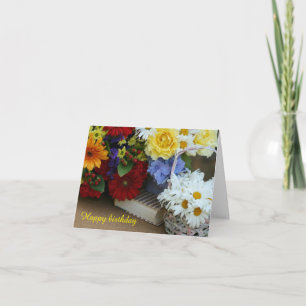 Summer Bouquet Birthday Wish Folded Greeting Card