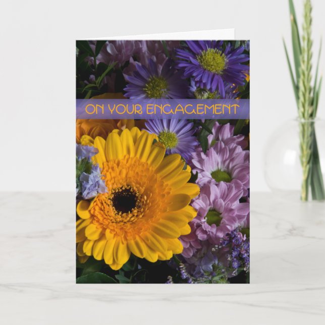 Summer Bouquet Engagement Congratulation Card (Front)