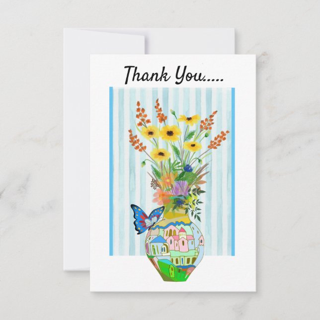 Summer Bouquet Flat Thank You Card (Front)