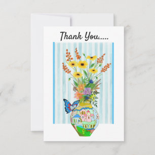 Summer Bouquet Flat Thank You Card