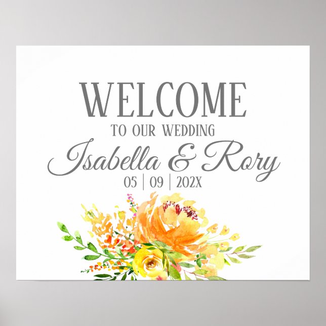 Summer Bouquet Wedding Welcome Sign Print (Front)