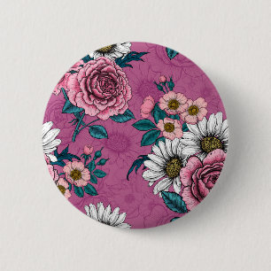 Summer bouquets 2 6 cm round badge