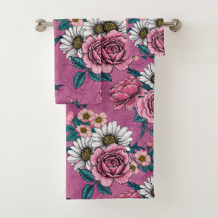 Summer bouquets 2 bath towel set