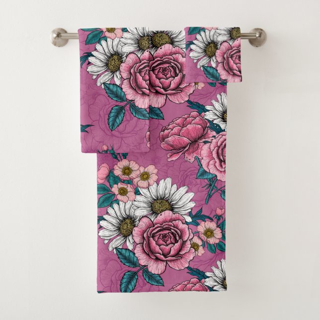 Summer bouquets 2 bath towel set (Insitu)