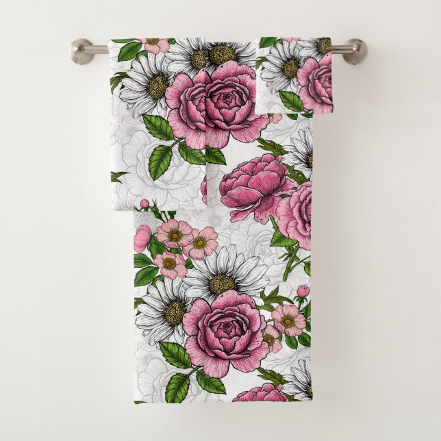 Summer bouquets bath towel set (Insitu)