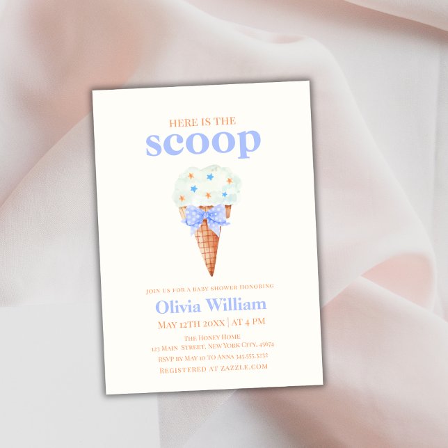 Summer Bow Star Ice Cream Baby Shower  Invitation (Summer Bow Star Ice Cream Baby Shower Invitation)