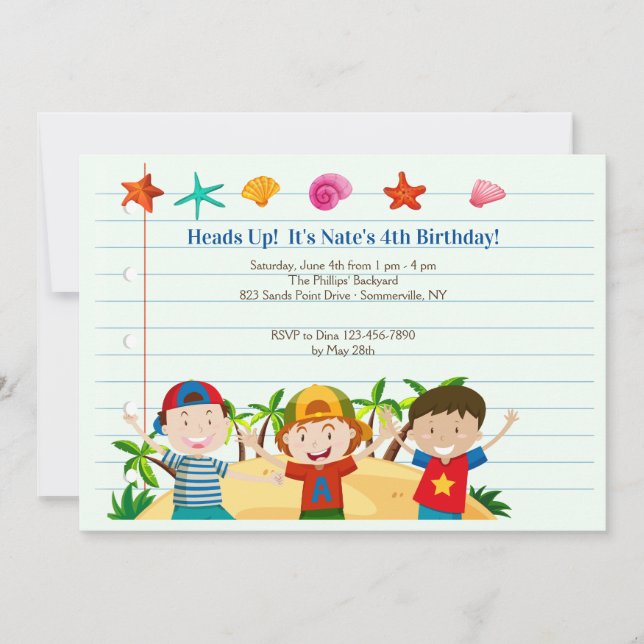 Summer Boys Invitation (Front)