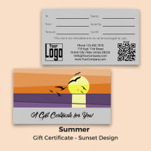 Summer Branding · Script · Sunset Gift Certificate