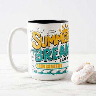 Summer Break Loading Funny Vacation Beach Graphic Two-Tone Coffee Mug