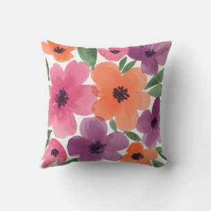 Summer Break Pillow – Watercolor Floral Botanical