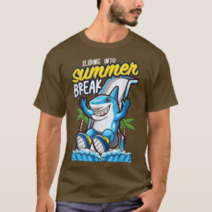 Summer Break Shark Waterpark Cute Water Slide Pool T-Shirt