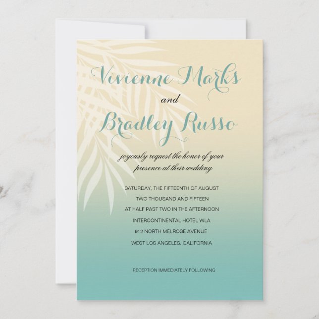 Summer Breeze Beach Wedding | mint blue Invitation (Front)