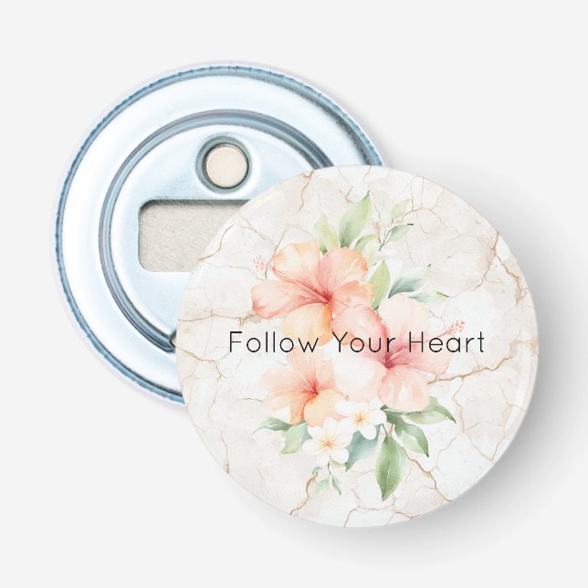 Summer Breeze Blush Peach Hibiscus   Bottle Opener (Front)