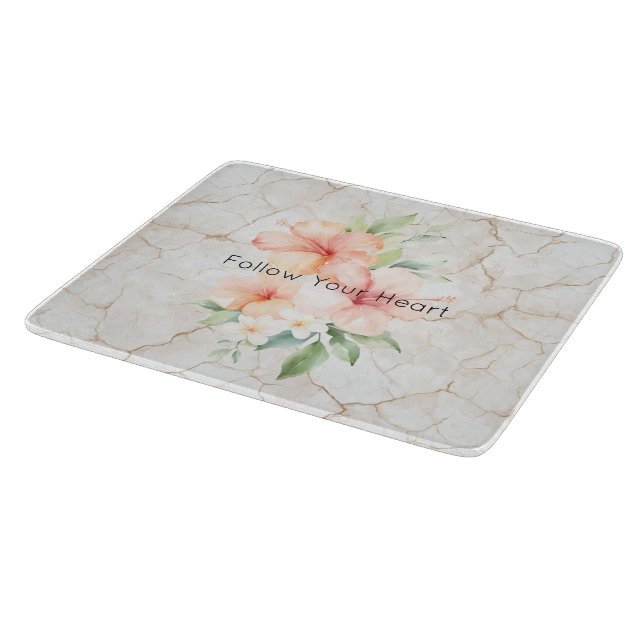 Summer Breeze Blush Peach Hibiscus   Cutting Board (Corner)