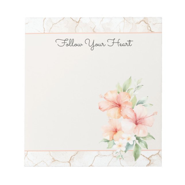 Summer Breeze Blush Peach Hibiscus   Notepad (Front)