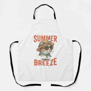 Summer Breeze Cat Vintage Engraving Shirt Design_1 Apron